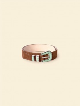 Women Accessories | Xirena Silver Ostrich Brown Suede Soft Turquoise Belt