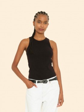 Moletom e camisetas femininas | Regata canelada Xirena True Black Arynn